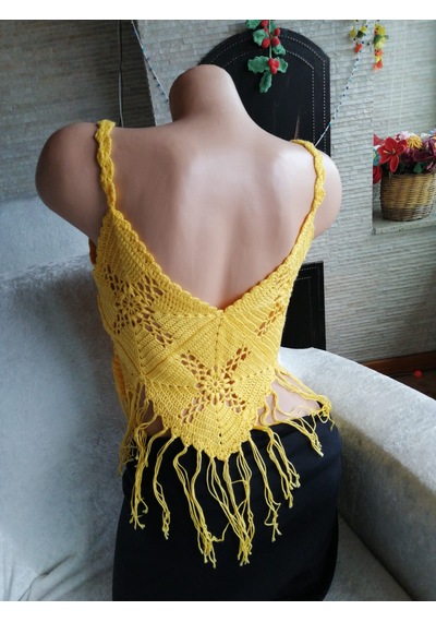 El Örgüsü Yazlık Bluz Sari