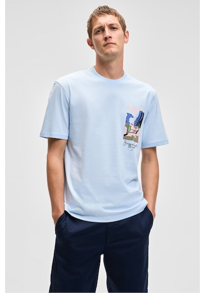 Grımelange SONORA Erkek Baskı Detaylı %100 Organik Pamuk Regular Fit Kısa Kollu Mavi T-Shirt Grımelange SONORA Erkek Baskı Detaylı %100 Organik Pamuk Regular Fit Kısa Kollu Mavi T-Shirt