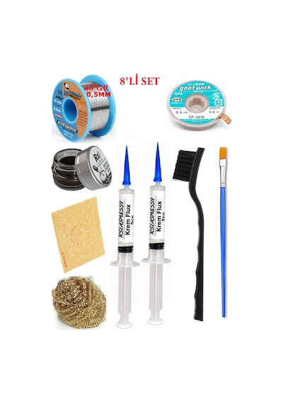 Lehimleme Seti 40 G 0,5 Mm Lehim Teli Cp-3515 Lehim Fitili Flux Lehim Toplama Çift Fırça Seti Tk221