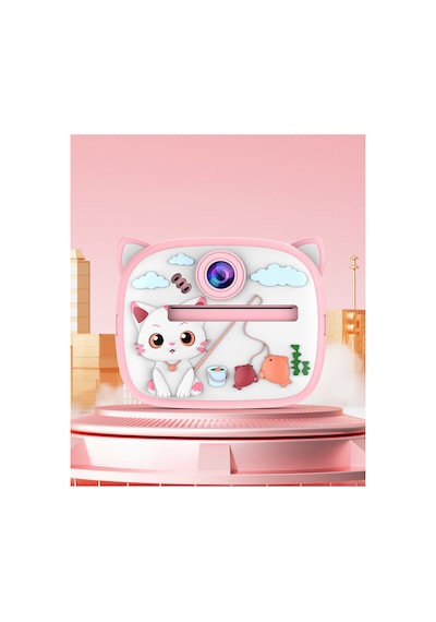 Çocuk Fotoğraf Makinesi Dijital Hd Video Kamera Anlık Termal Resim Kağıt Baskılı Yazıcı Pink - 587427494