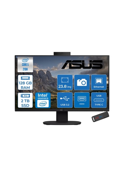 Asus V440VAK-C58512B0DF39 Core 5 210H 128 GB 2 TB SSD 23.8" Free Dos AIO Masaüstü Bilgisayar