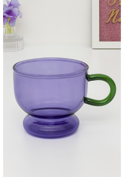 Glass In Love Renkli Kulplu Cam Bardak - Mor