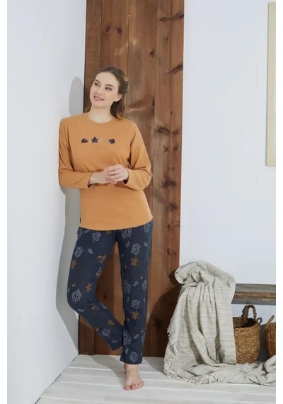 Rozalinda 2802 Kadın Bisiklet Yaka Jakarlı Pijama Takımı 001