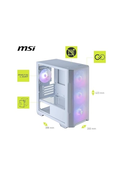 Msı Mag Forge M100r Whıte Temperlı Cam 3x120mm 1x120mm Argb Fan Matx Gamıng Bılgısayar Kasası