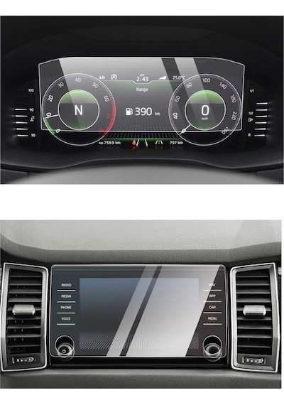 Skoda Kodiaq-karoq Dijital Gösterge Ve Multimedya Ekran Koruyucu Paketi - 9h Nano Teknoloji