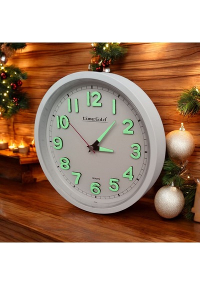 Fosforlu 3d Kabartma Rakam Mini Küçük Duvar Saati Çap 22 Cm Beyaz
