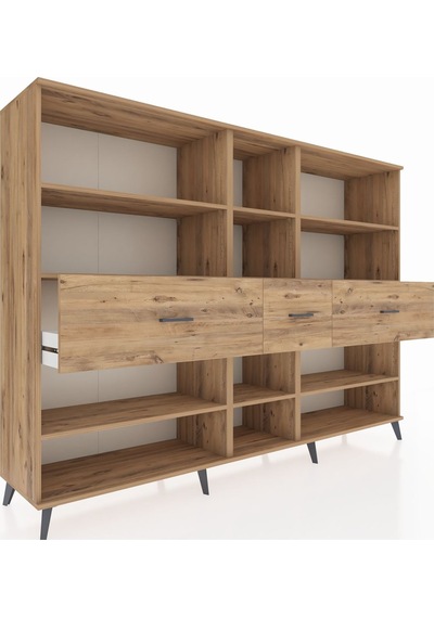 Hyperion Dolap 9 Raflı 3 Çekmeceli 220x44x163 Çam-çam Çam-çam