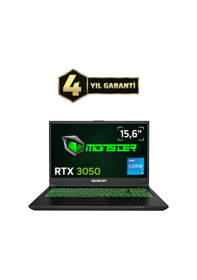 Monster Abra A5 V21.5.6 i5-12450H 8 GB 500 GB SSD RTX3050 15.6" Free Dos Dizüstü Bilgisayar
