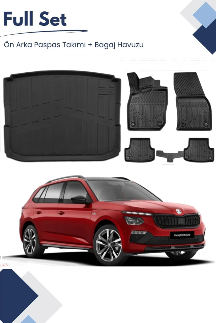 Skoda Karoq 2021 Model Tam Uyumlu Paspas+bagaj Havuzu Seti
