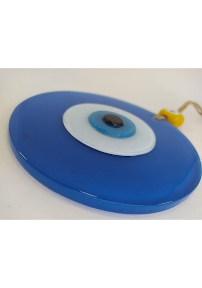 Mat Mavi Nazar Boncuğu El Yapımı Duvar Dekoru 12 Cm