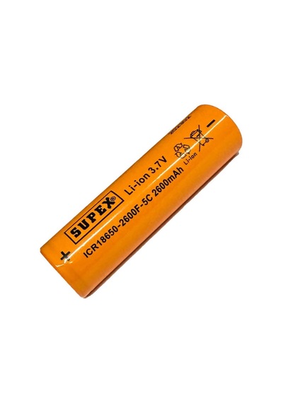 Supex Icr18650 3.7v 2600mah Li-ion Şarjlı Pil 5c Deşarj Akımı Başsız