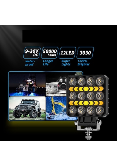 Off Road Çalışma Lambası Ve Sis Farı 4 İnç Selamlamalı Çakar İkaz Gündüz Led Drl 2 Mod 12/24 V
