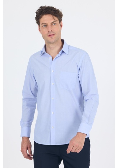 İmza Mavi Uzun Kol Pamuklu Basic Comfort Fit Gömlek 1004250002 Mavi
