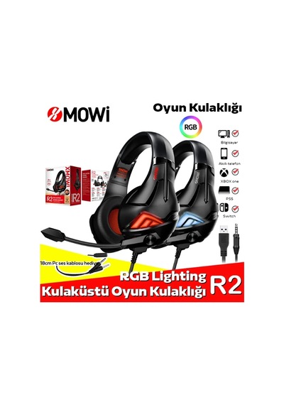 Xmowi R2 Gaming Mikrofonlu Rgb Oyuncu Kulaklılığı Gurultu Engelleyici Kulaklik- 5775 1