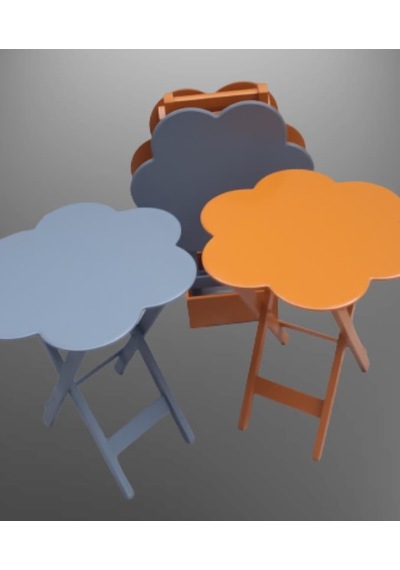 1448bng90108çanta Zigon Sehpa Papatya Dörtlü Model Ahşap Mdf Gri Ve Hardal Renk Uyum El Yapım