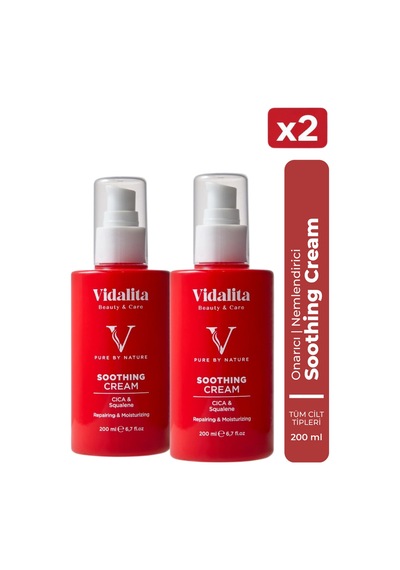 2 Adet Onarıcı Nemlendirici Vücut Kremi Soothing Cream Cıca & Squalane 200 Ml