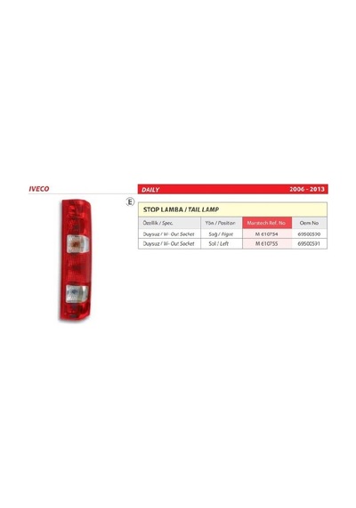 İveco Daily Sağ Stop Lambası 2014 -69500591