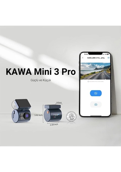 Mini 3 Pro 2k 1296p Wdr Wi-fi G-sensörlü Gece Görüşlü Araç Kamerası Şeffaf Led Bildirim Ekranı