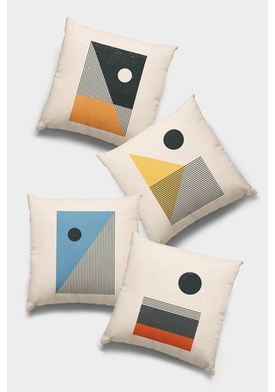 Renkli Geometrik Çift Taraflı 4'lü Set Kırlent Kılıfı 4kr031n11 Çok Renkli
