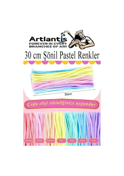 Şönil Pastel Renkler 30 Cm 100 Lü 1 Paket Pastel Renkli Tüylü Tel Peluş Tel 30 Cm Elişi Okul Projeleri Süsleme Genel