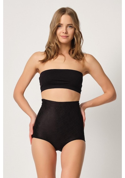 Siyah Mı Emay 2842 Lazer Dantelli Slip Korse Siyah