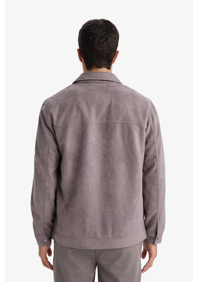 Defacto Regular Fıt Polo Yaka Astarlı Fermuarlı Süet Mont F7871ax26spgr305 Gri-gr305