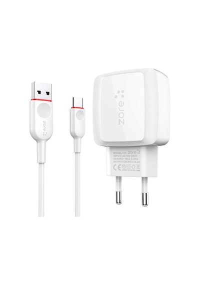 Vest Serisi V2 Type-C 2 In 1 2.4A Hızlı Şarj Seti-Beyaz