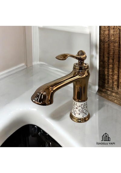 İsaoğlu Yapı Bronz Lavabo Bataryası Bakır Vintage Armatür Country Klasik Armatür Bakır