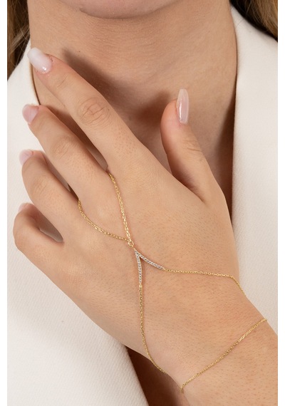 925 Ayar Gümüş Şahmeran Altın Yaldızlı Zirkon Taşlı Tutku Şahmeran Barcode Beyaz - Rose Gold