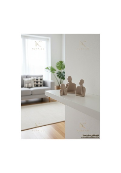 Düşünen Adam 3'lü Soyut Figür Biblo Set Minimalist Dekoratif Heykel Masa Üstü Salon Ev Ofis Obje 05