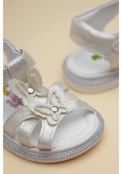 Dilimler Ayakkabı Şirinbebe Ortopedik Kız Bebek Sandalet Sedef Kelebek Detaylı-4702