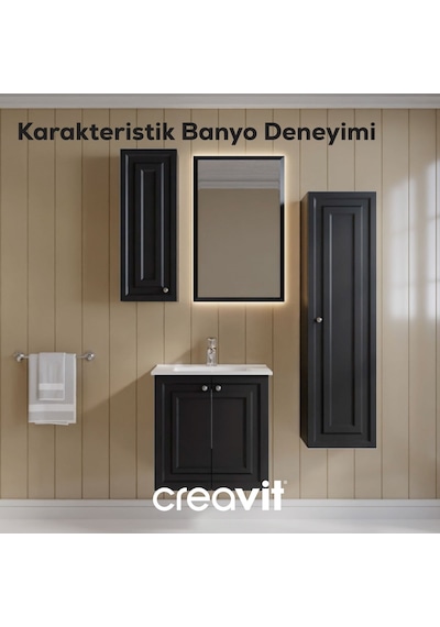 Creavit Kayra Lavabo Dolabı Kapaklı 60cm Mat Antrasit