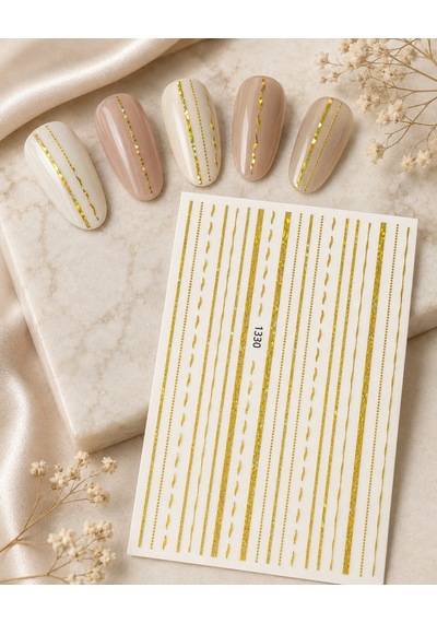 Holografik Altın Çizgiler Dizayn Tırnak Sticker Tırnak Etiketi Nail Art Jo-1330