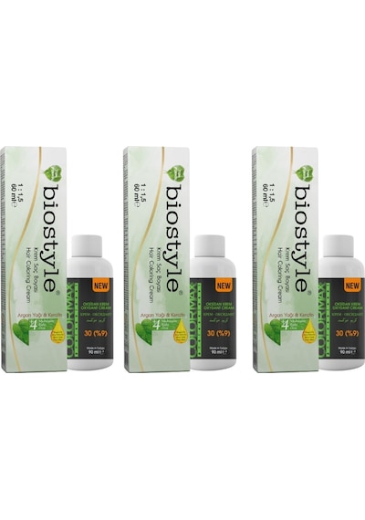 Biostyle Bitki Özlü Argan Ve Keratin 8.34 Açık Karamel 3 Adet 60 Ml Saç Boyası +3 Adet 90 Ml Oksidan