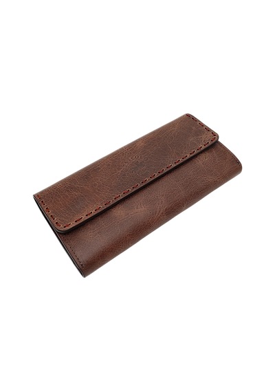 Westpolo Malone Unisex Hakiki Eskitme Deri Telefon Bölmeli El Portföyü Cüzdan - Kapuçino Taba