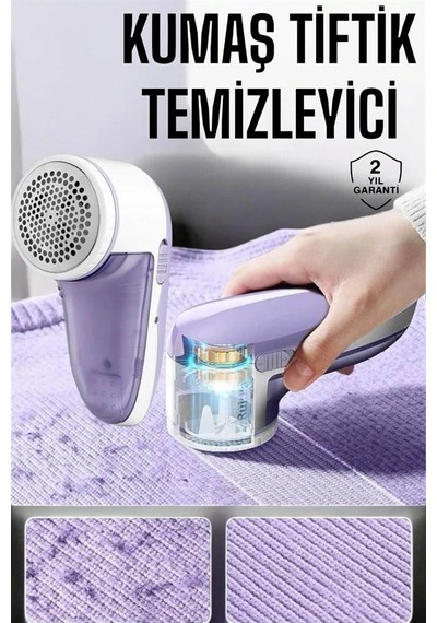 Tiftik Temizleme Makinesi Usb Şarjlı Tüy Toplayıcı Kablosuz Açık Gri