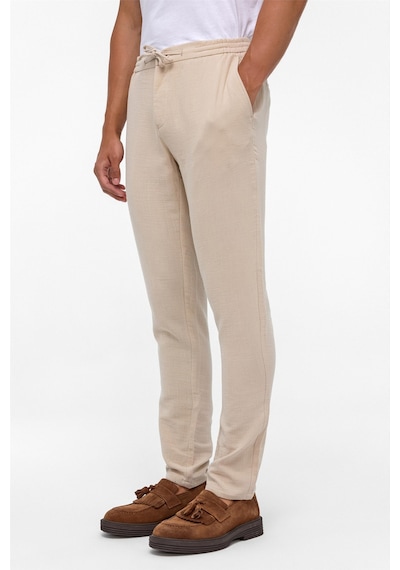 Süvari Bej Slim Düz Jogger Pantolon