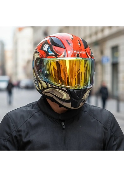 Ls2 Rapıd 2 Spox Kırmızı-gri Kask Gold Vizör + Şeffaf Vizör Çok Renkli