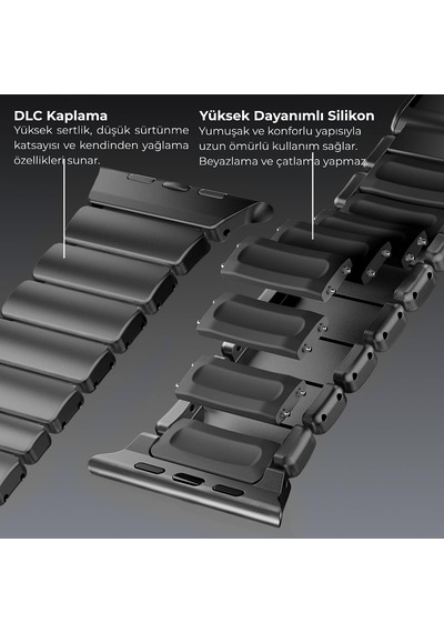 Apple Watch Titanyum Hybrid Kordon Ayarlanabilir, Dlc Kaplama, Silikon İç Katman, Güçlü Manyetik Tokalı, Dayanıklı Premium Kayış Çok Renkli Apple Watch Titanyum Hybrid Kordon Ayarlanabilir, Dlc Kaplama, Silikon İç Katman, Güçlü Manyetik Tokalı, Dayanıklı Premium Kayış Çok Renkli