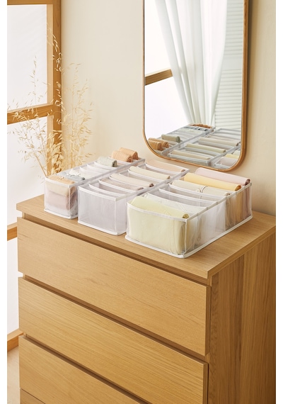 Ocean Home Textile 3'lü Bölmeli Beyaz Renk File Çekmece İçi Düzenleyici Set