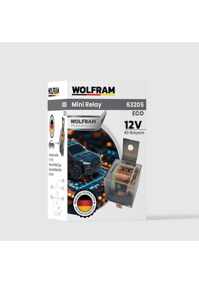Wolfram Germany 12 Volt 40 Amper Çift Platinli Şeffaf 5 Uçlu Unıversal Röle - 10 Adet