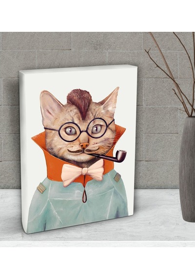 Bk Gift Eclectic Cat Tasarımlı Dekoratif Mini Kanvas Tablo 15X20C (506660537)