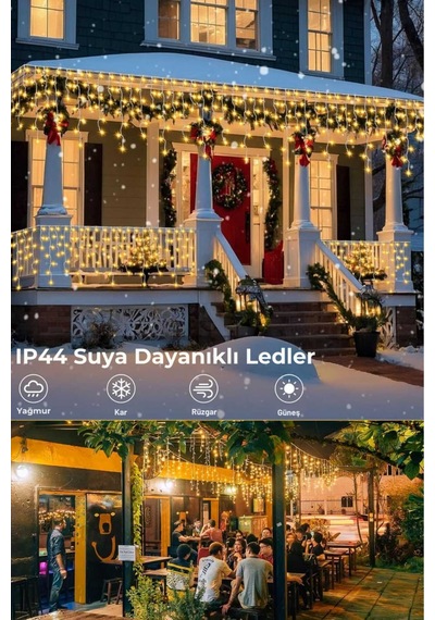 8 Metre 192 Ledli Perde Led Saçaklı Kablolu Usbli Kumandalı Yılbaşı Parti Organizasyon