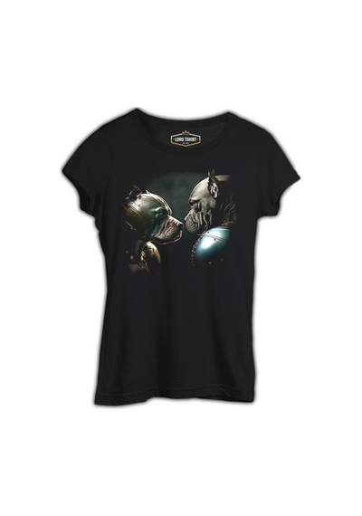 Dogs İn Fight Siyah Kadın Tshirt 001