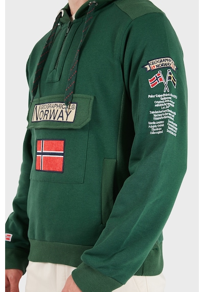 Norway Geographical Kapüşonlu Yarım Fermuarlı Outdoor Sweat Erkek Sweat Gymclassa100 Yeşil