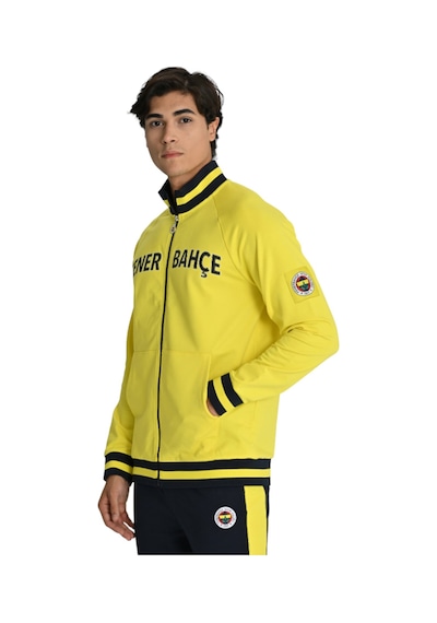 Fenerium Fenerbahçe Sarı Tribün Uv Baskılı Arma Detay Erkek Sweatshirt Lacivert Açık