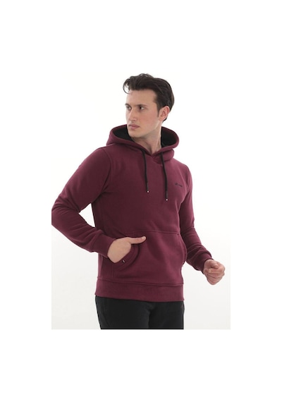 Erkek 3 İplik Kapüşonlu Sweat Üst Mürdüm