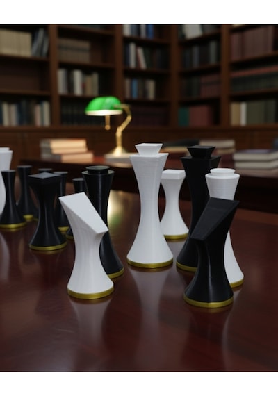 Modern Minimalist Tasarım Satranç Taşları Seti 3d Baskı Pla Malzeme Tam İki Takım