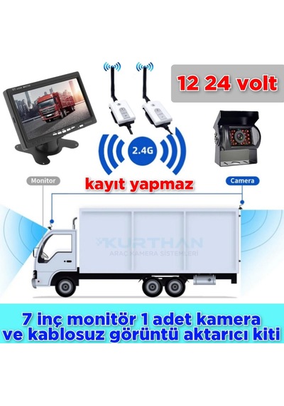 Bus Kamera+7 İnç Monitör+wifi Set 12-24 V Kayıt Yapmaz