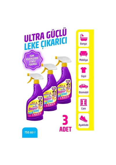 Süper Güç Etkili Leke Çıkarıcı Sprey, 750 Ml, 3'lü Set